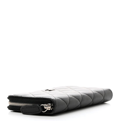Chanel Lambskin Quilted Medium Zip Around Wallet Black 5 of 11