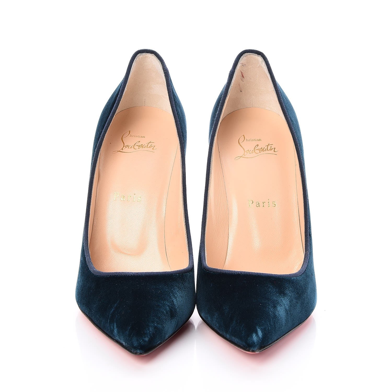 Christian Louboutin Velvet Decoltish 100 Pumps 39.5 Petrol 2 of 8