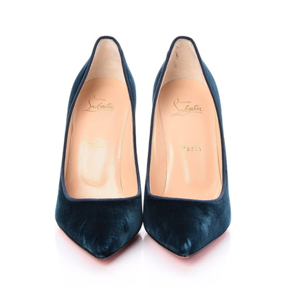 Christian Louboutin Velvet Decoltish 100 Pumps 39.5 Petrol 2 of 8