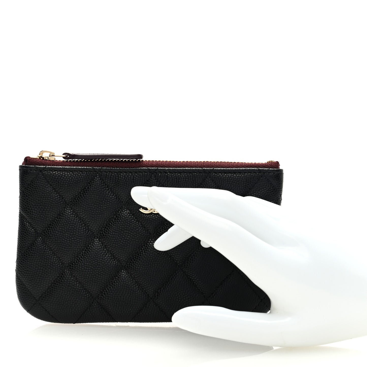 Caviar Quilted Small Cosmetic Case Black