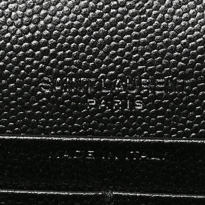 Saint Laurent Grain De Poudre Matelasse Chevron Monogram Chain Wallet Black 7 of 12