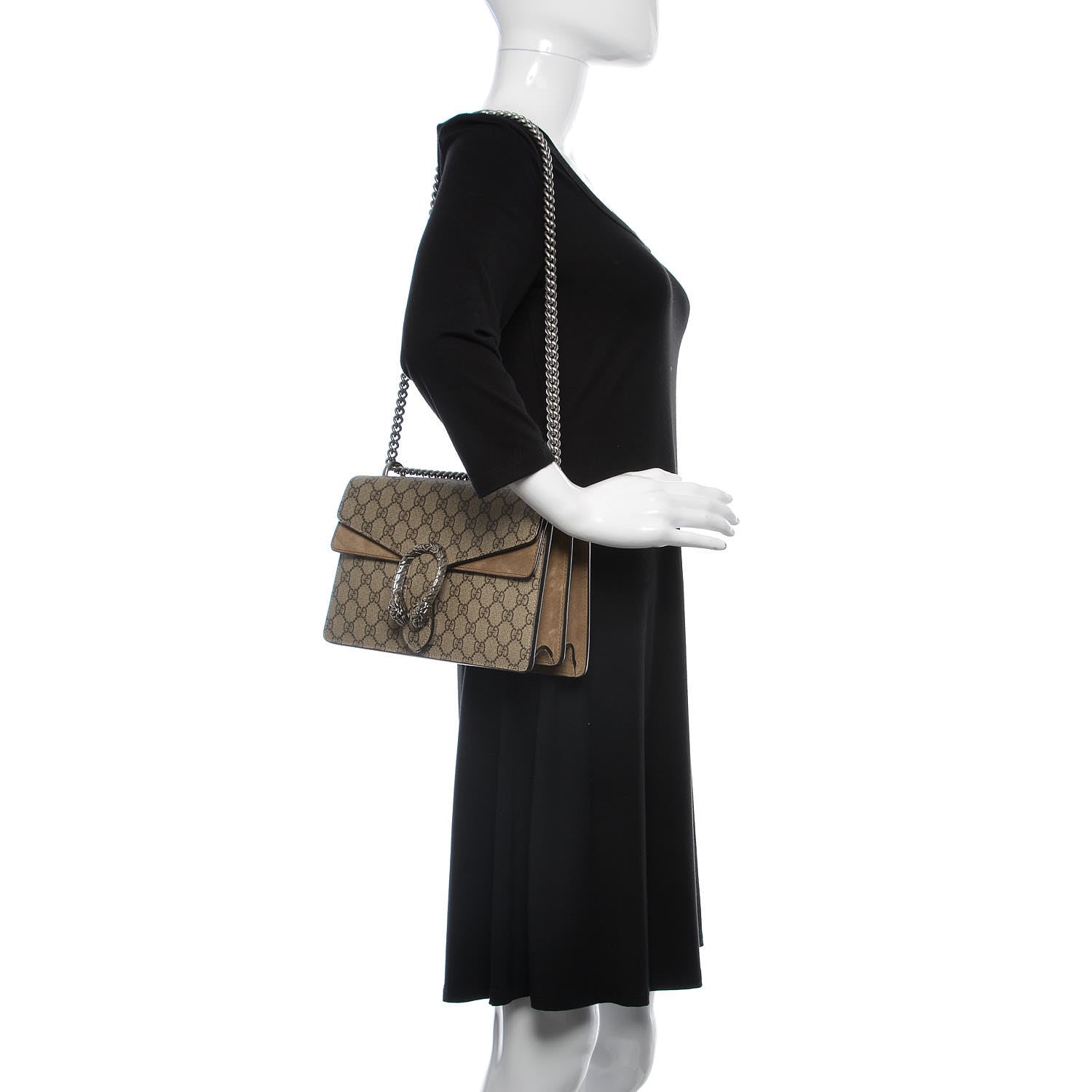 Gucci GG Supreme Monogram Small Dionysus Shoulder Bag Taupe 2 of 15