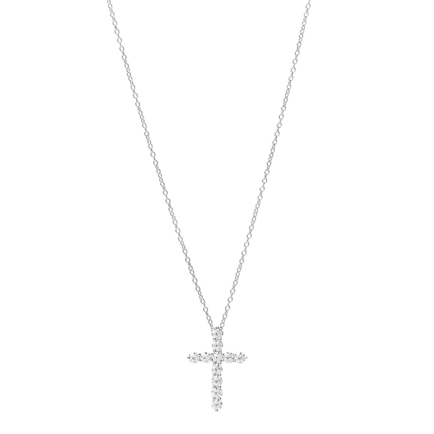 Platinum Diamond Small Cross Pendant Necklace