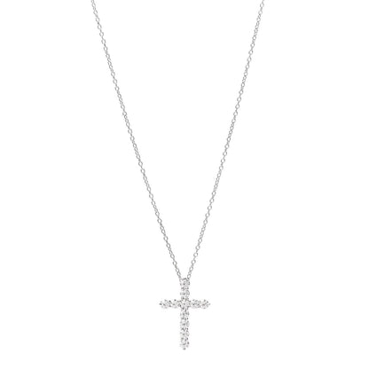 Tiffany Platinum Diamond Small Cross Pendant Necklace 1 of 5