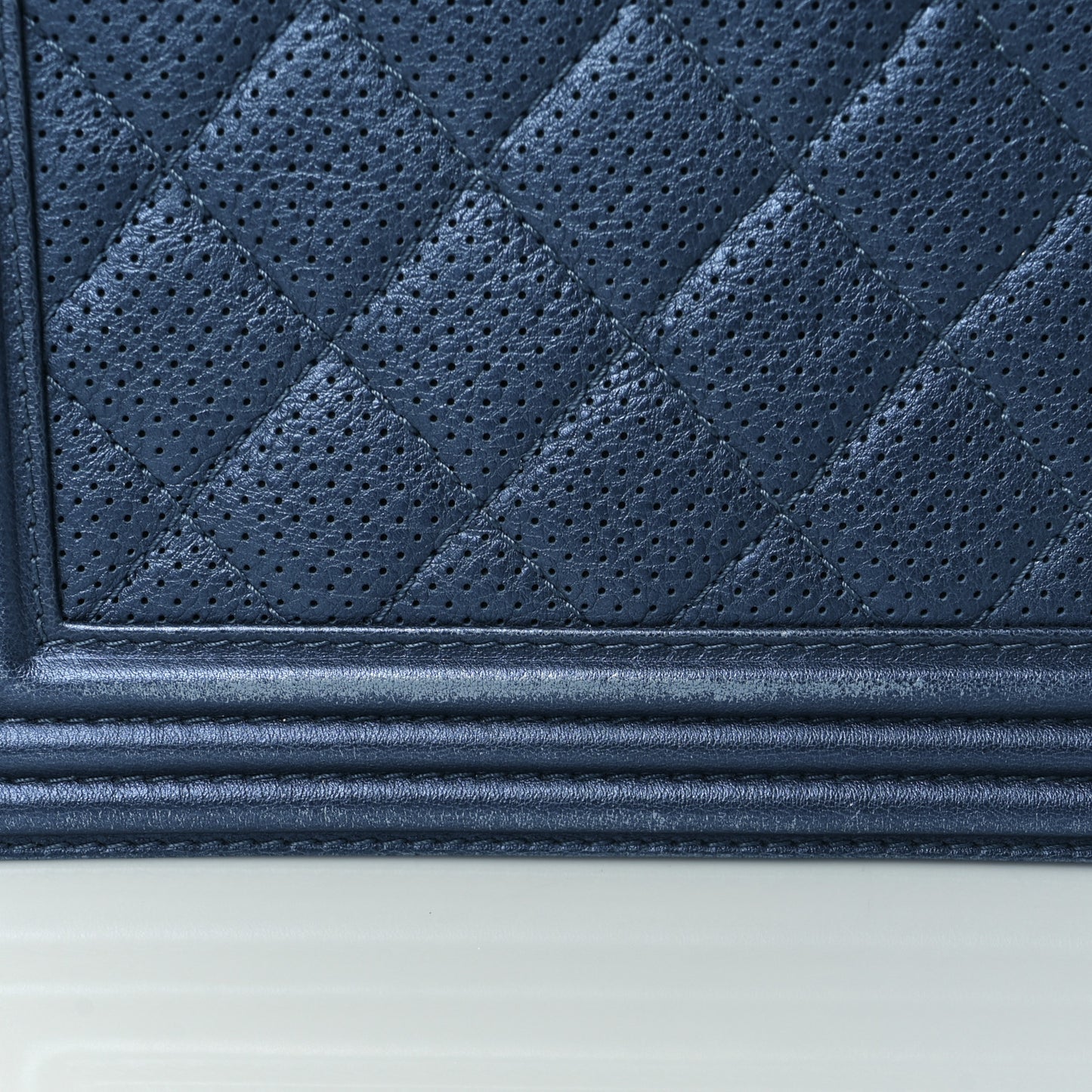 Perforated Lambskin Quilted New Medium Boy Flap Blue