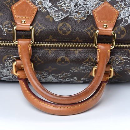 Louis Vuitton Monogram Dentelle Speedy 30 Silver 14 of 20