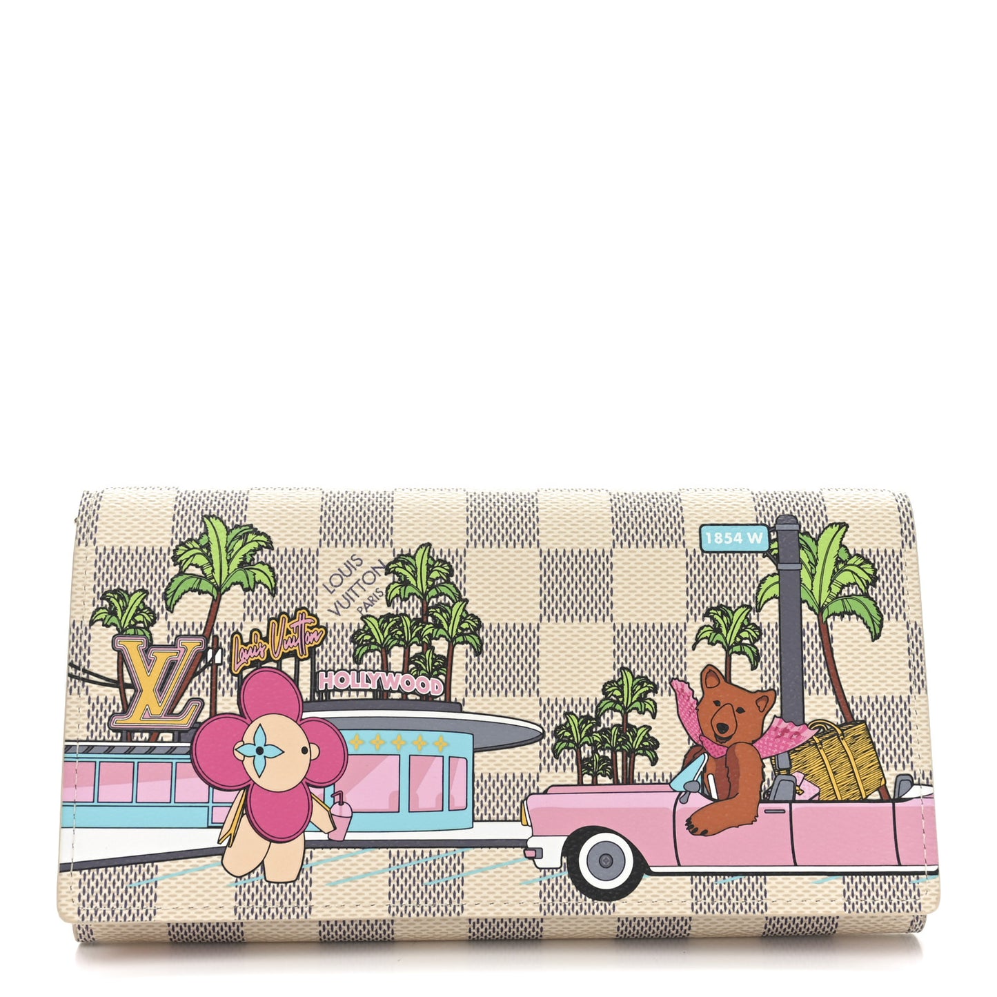 Damier Azur 2021 Christmas Animation Hollywood Sarah Wallet Fuchsia