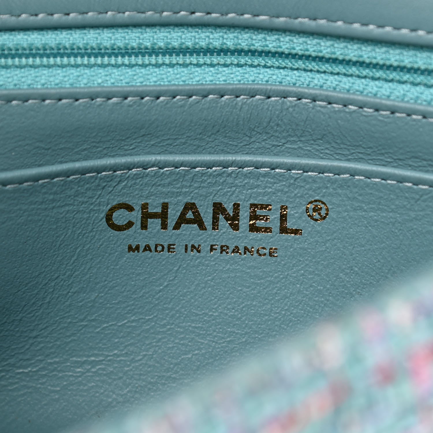 Chanel Tweed Quilted Mini Rectangular Flap Turquoise Purple White Red 6 of 10