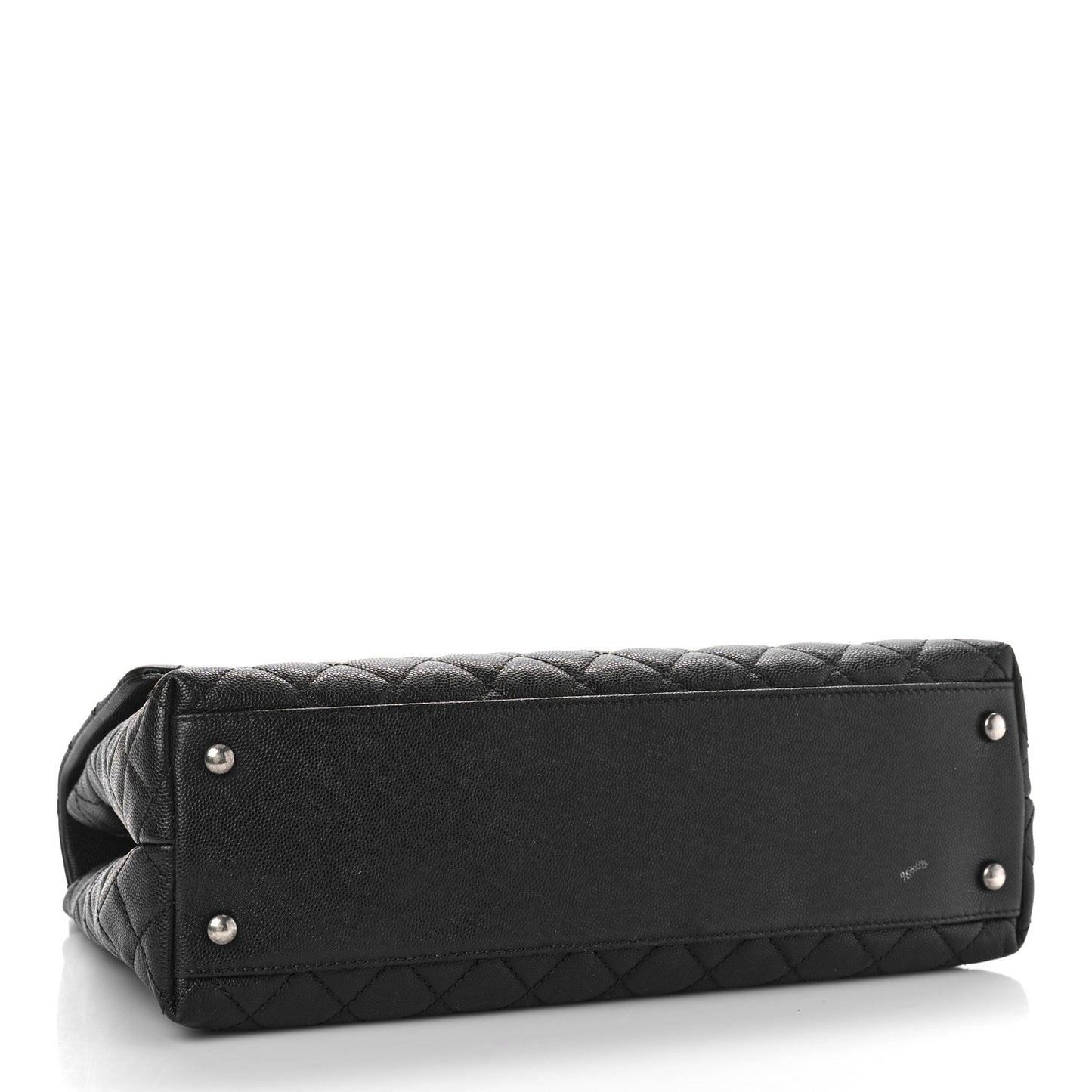 Caviar Lizard Quilted Medium Coco Handle Flap Black