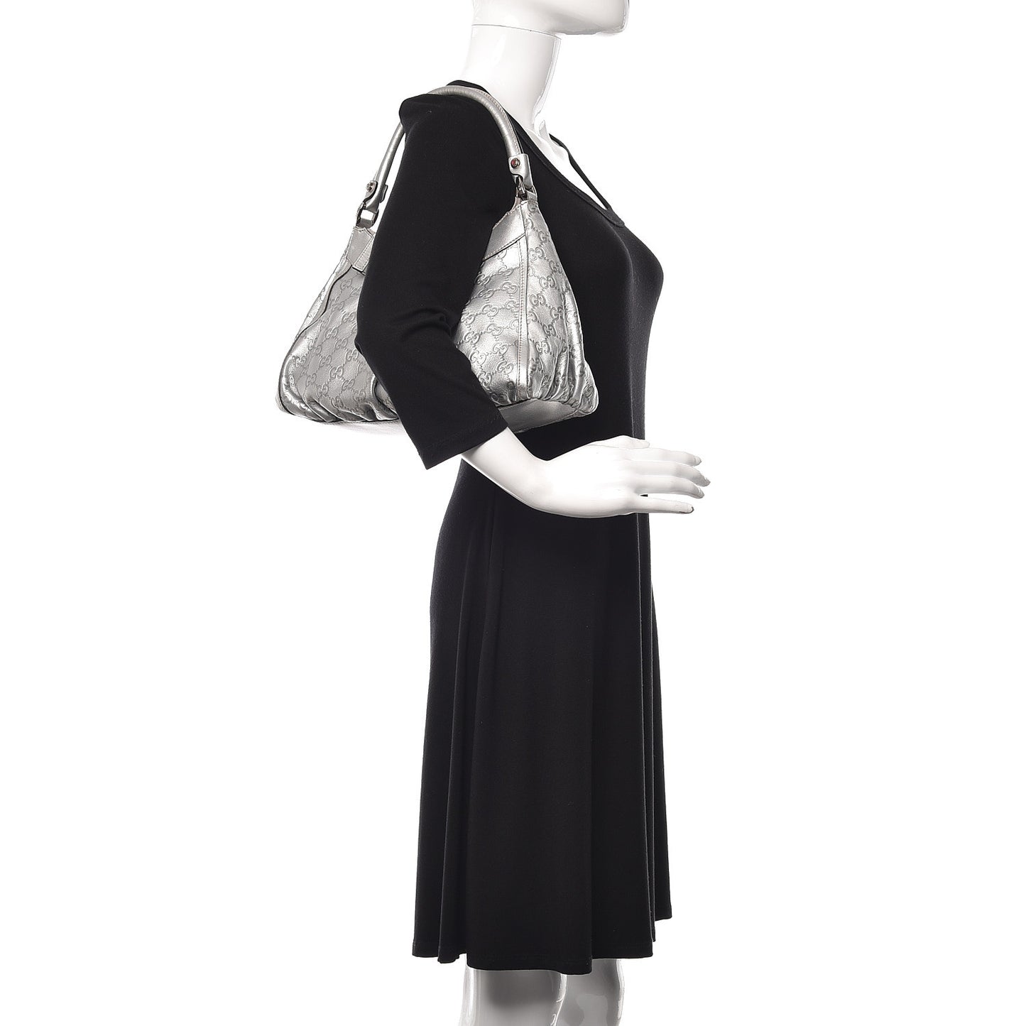 Metallic Guccissima Medium D Gold Hobo Silver