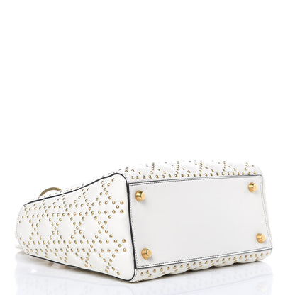 Christian Dior Calfskin Cannage Studded Medium Supple Lady Dior White 4 of 10