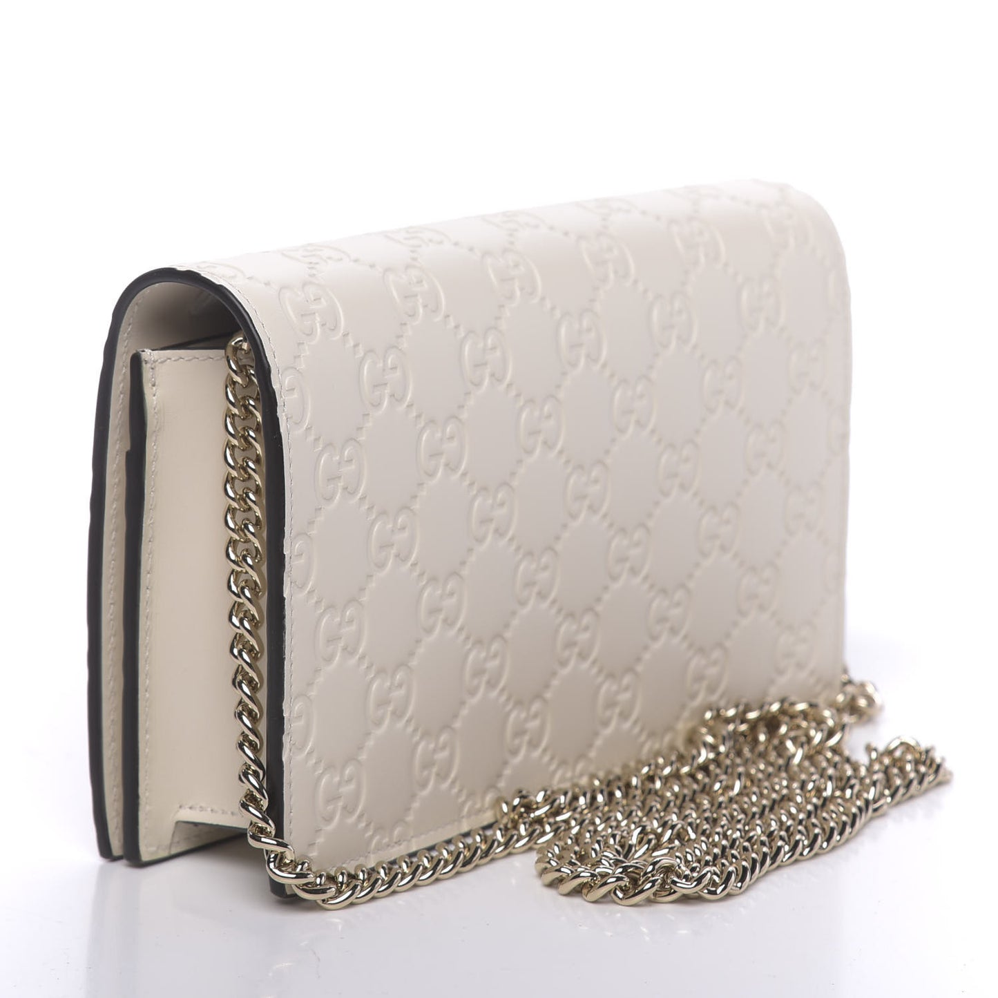 Guccissima Bow Chain Wallet White