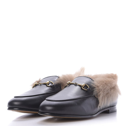 Gucci Malaga Kid Fur Womens Jordaan Loafers 39 Black Natural 3 of 9