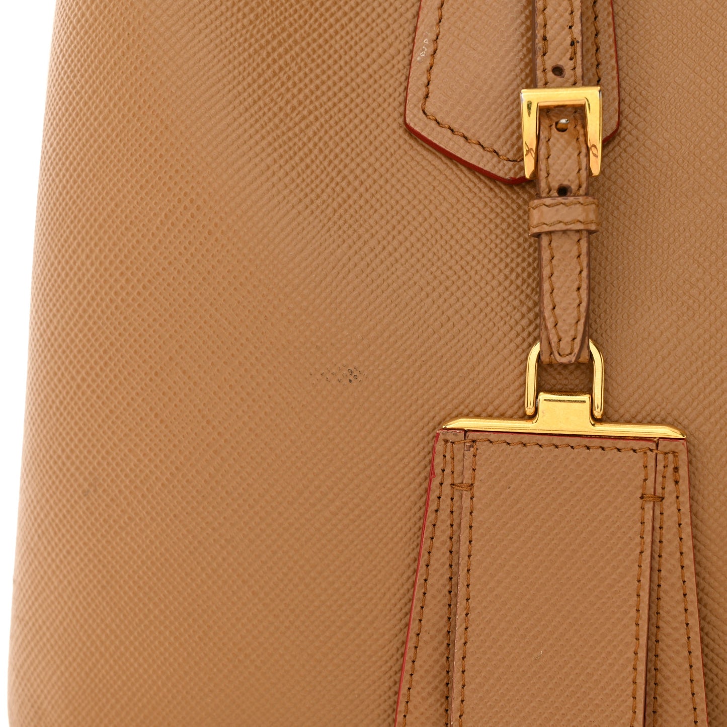 Saffiano Cuir Small Double Bag Caramel Fuoco