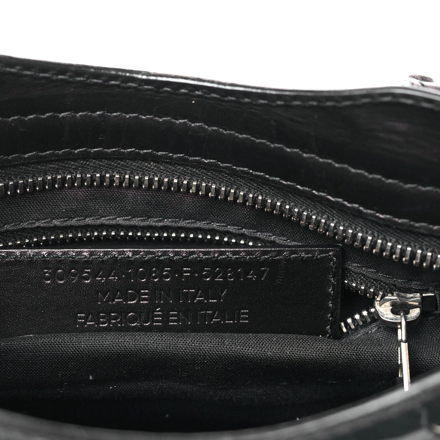 Smooth Calfskin Metallic Patent Giant 12 Silver Hardware Mini City Black Gris