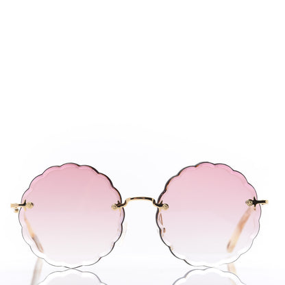 Chloe Rosie Bevelled Round Sunglasses CE142S Gold Gradient Coral 2 of 7