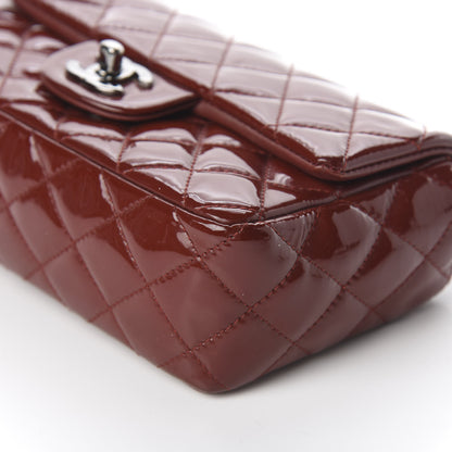Chanel Patent Calfskin Quilted Mini Rectangular Flap Dark Red 6 of 12