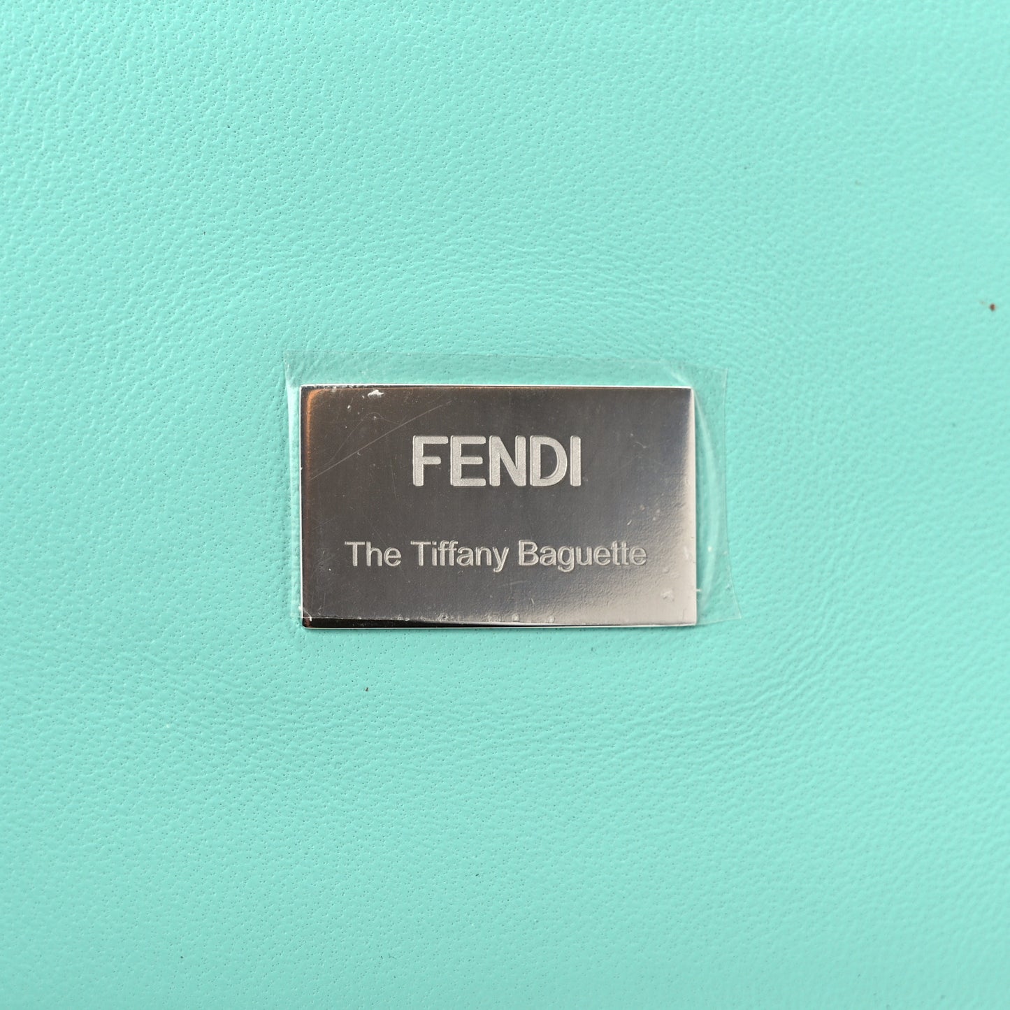 X TIFFANY Satin Nappa Silver Baguette Blue Tiffany Silver