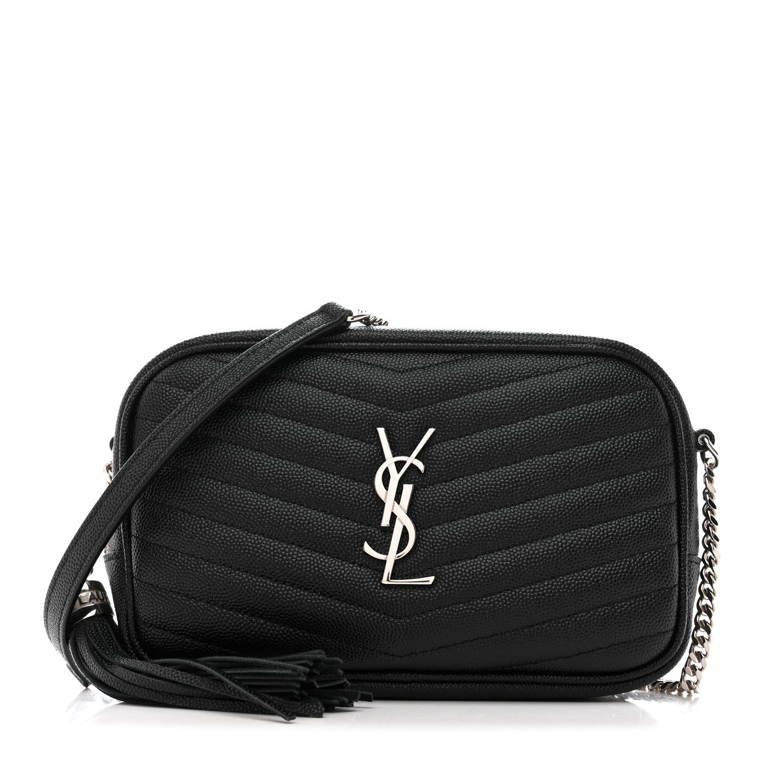 Saint Laurent Grain De Poudre Matelasse Monogram Mini Lou Camera Bag Black 1 of 12