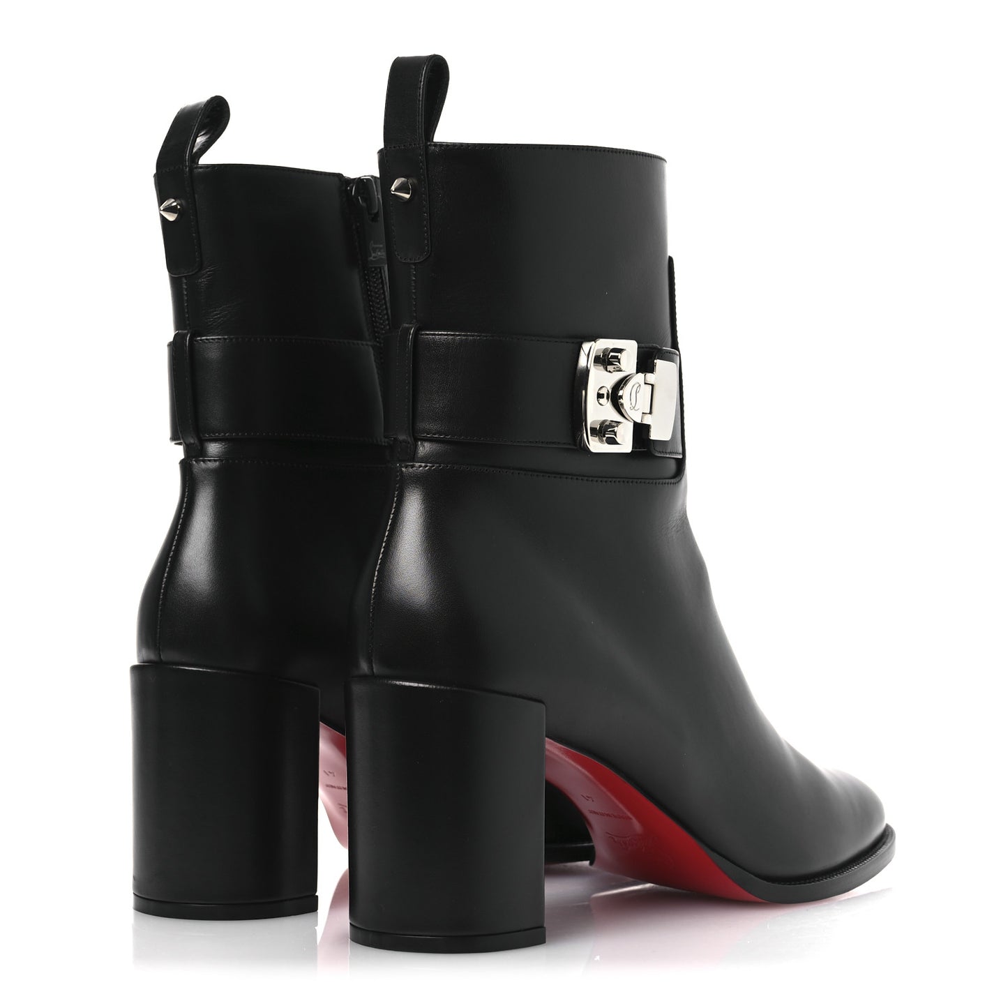 Calfskin Lock Booty 70 Ankle Boots 41 Black