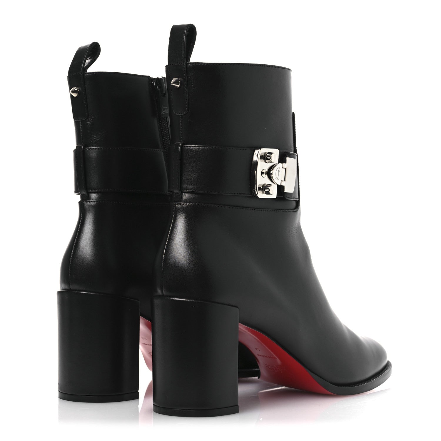 Christian Louboutin Calfskin Lock Booty 70 Ankle Boots 41 Black 5 of 9