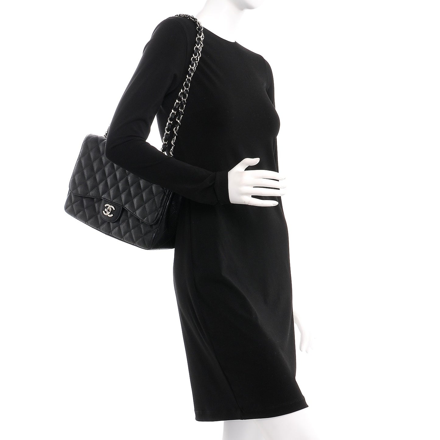 Caviar Quilted Jumbo Single Flap Black