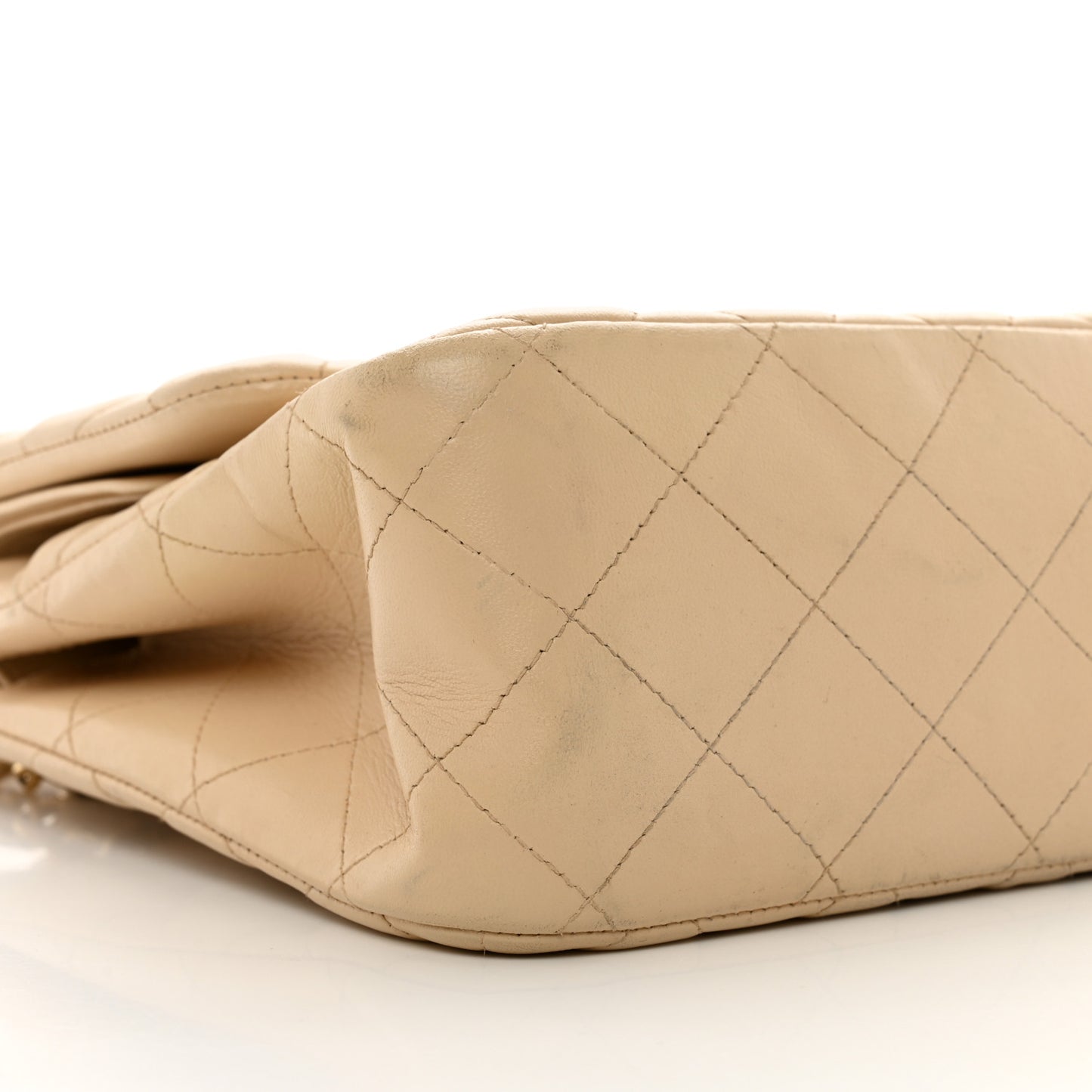 Lambskin Quilted Jumbo Double Flap Beige Clair