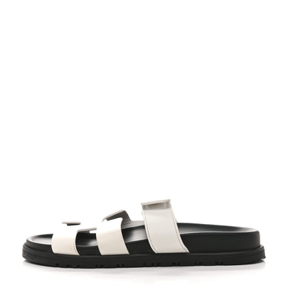 Hermes Calfskin Womens Chypre Sandals 37.5 White 1 of 9