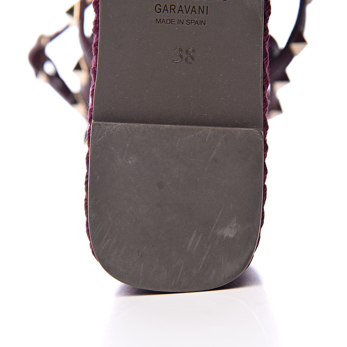 Calfskin Rockstud Ankle Strap Torchon Espadrille Caged 25/95mm Wedge Sandals 38 Rubin