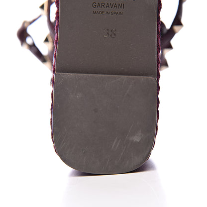 Valentino Garavani Calfskin Rockstud Ankle Strap Torchon Espadrille Caged 25/95mm Wedge Sandals 38 Rubin 10 of 13