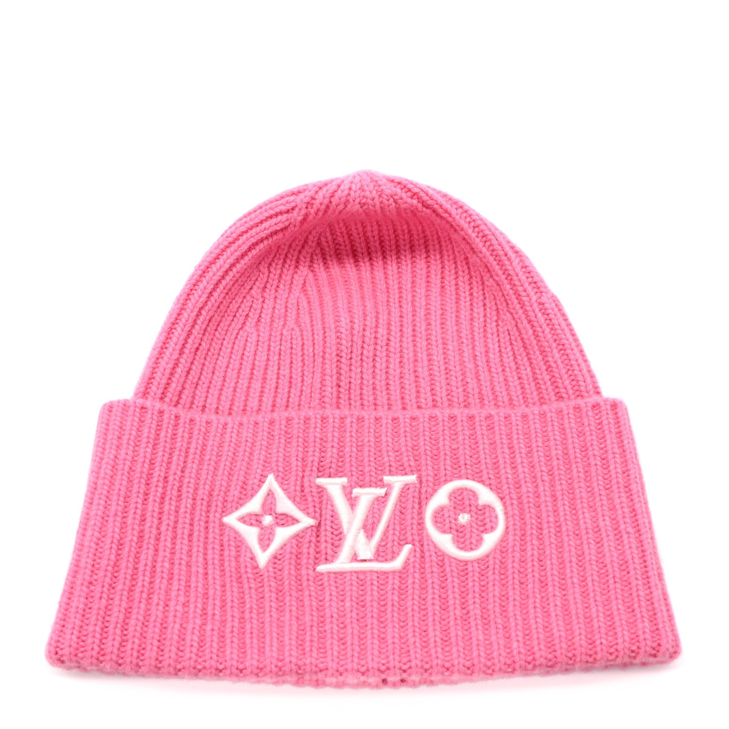 Louis Vuitton Wool Monogram LV Headline Beanie Hat Pink