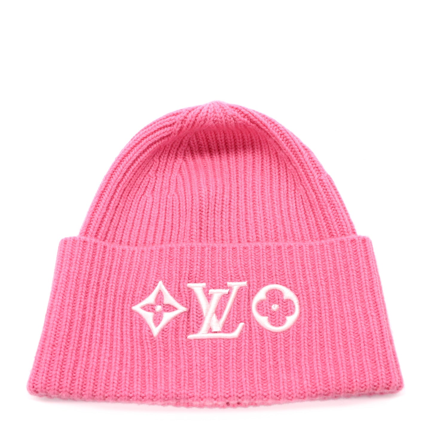 Wool Monogram LV Headline Beanie Hat Pink