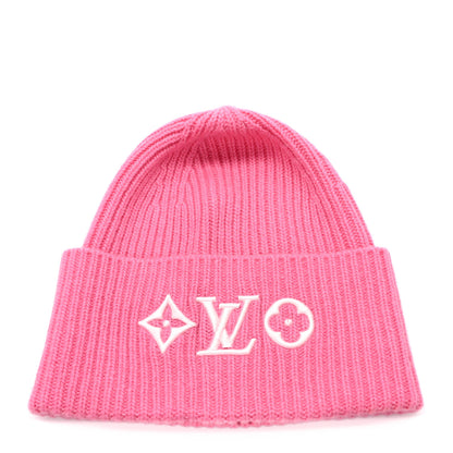 Louis Vuitton Wool Monogram LV Headline Beanie Hat Pink 1 of 6