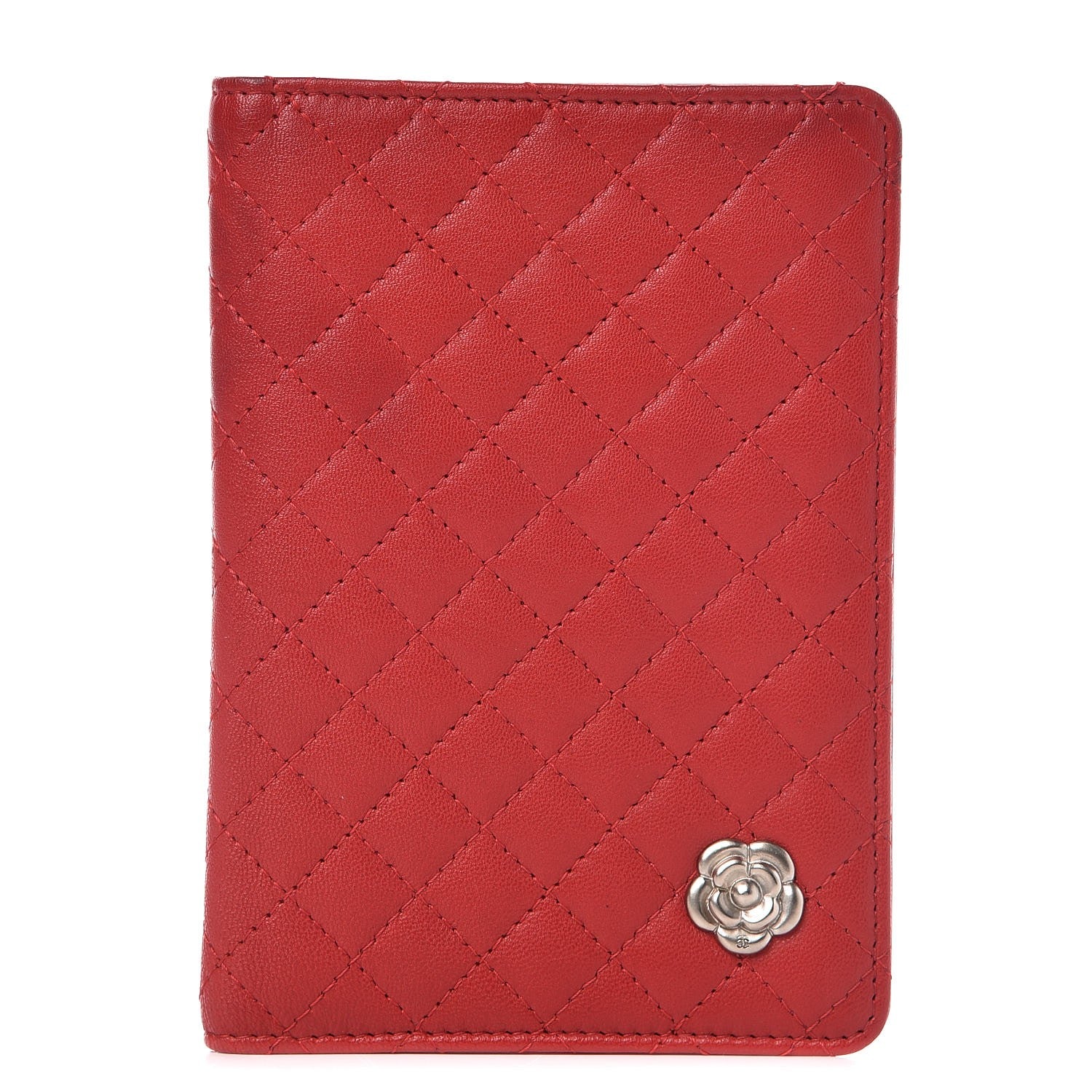 Chanel Lambskin Quilted Camellia Passport Holder Red 1 of 10
