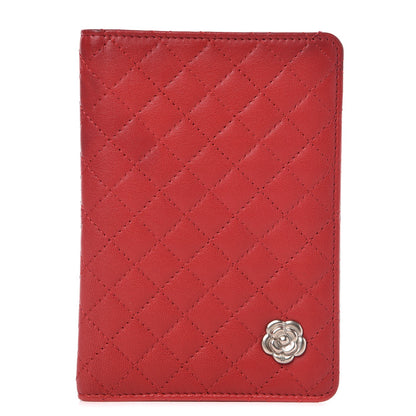 Chanel Lambskin Quilted Camellia Passport Holder Red 1 of 10
