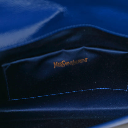 Saint Laurent Textured Patent Calfskin Large Belle De Jour Clutch Royal Blue 6 of 8