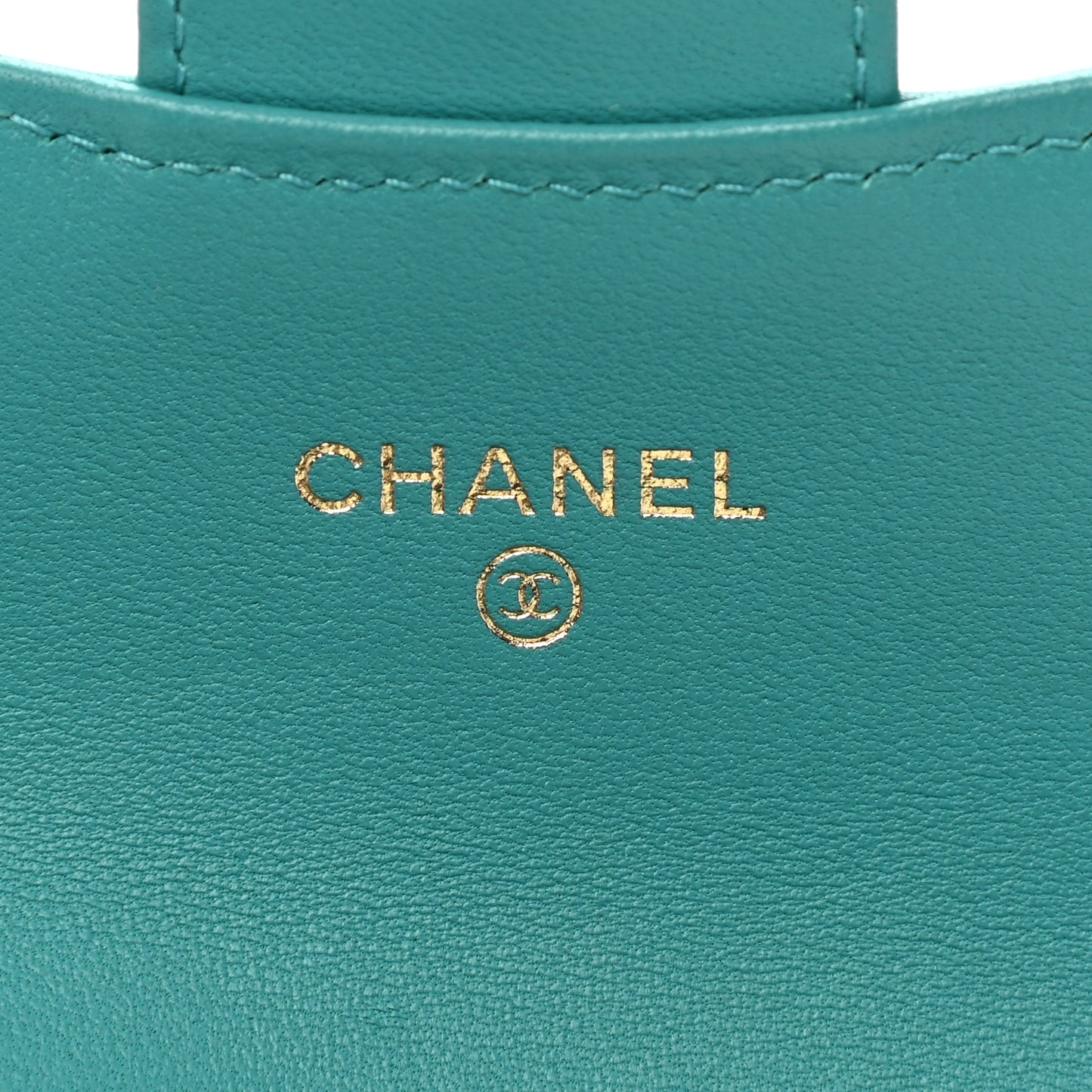 Lambskin Quilted Flap Card Holder Wallet Turquoise