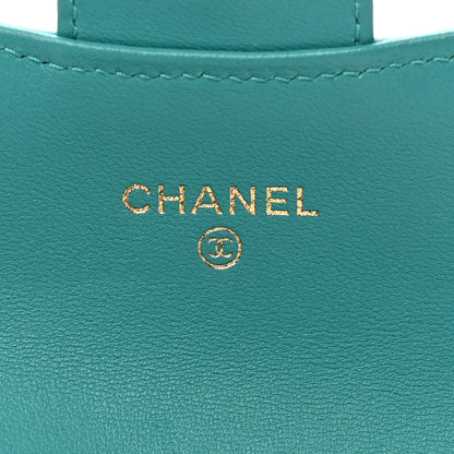 Chanel Lambskin Quilted Flap Card Holder Wallet Turquoise 6 of 8