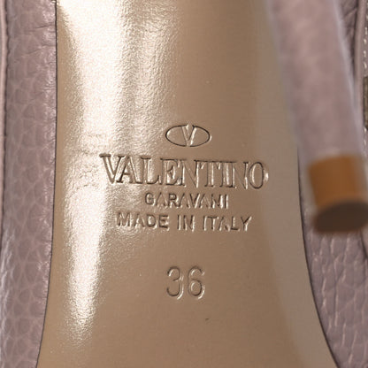 Valentino Garavani Pebbled Calfskin Rockstud Ankle Strap Pumps 36 Poudre 6 of 8