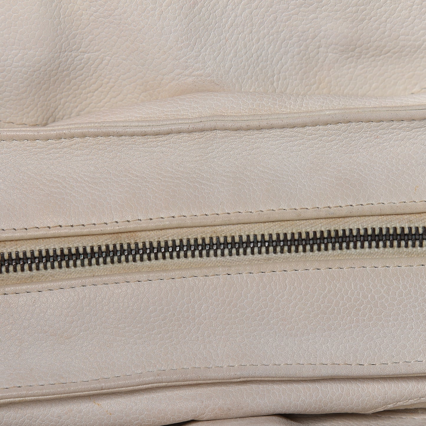 Caviar Square Stitched Large Tote White
