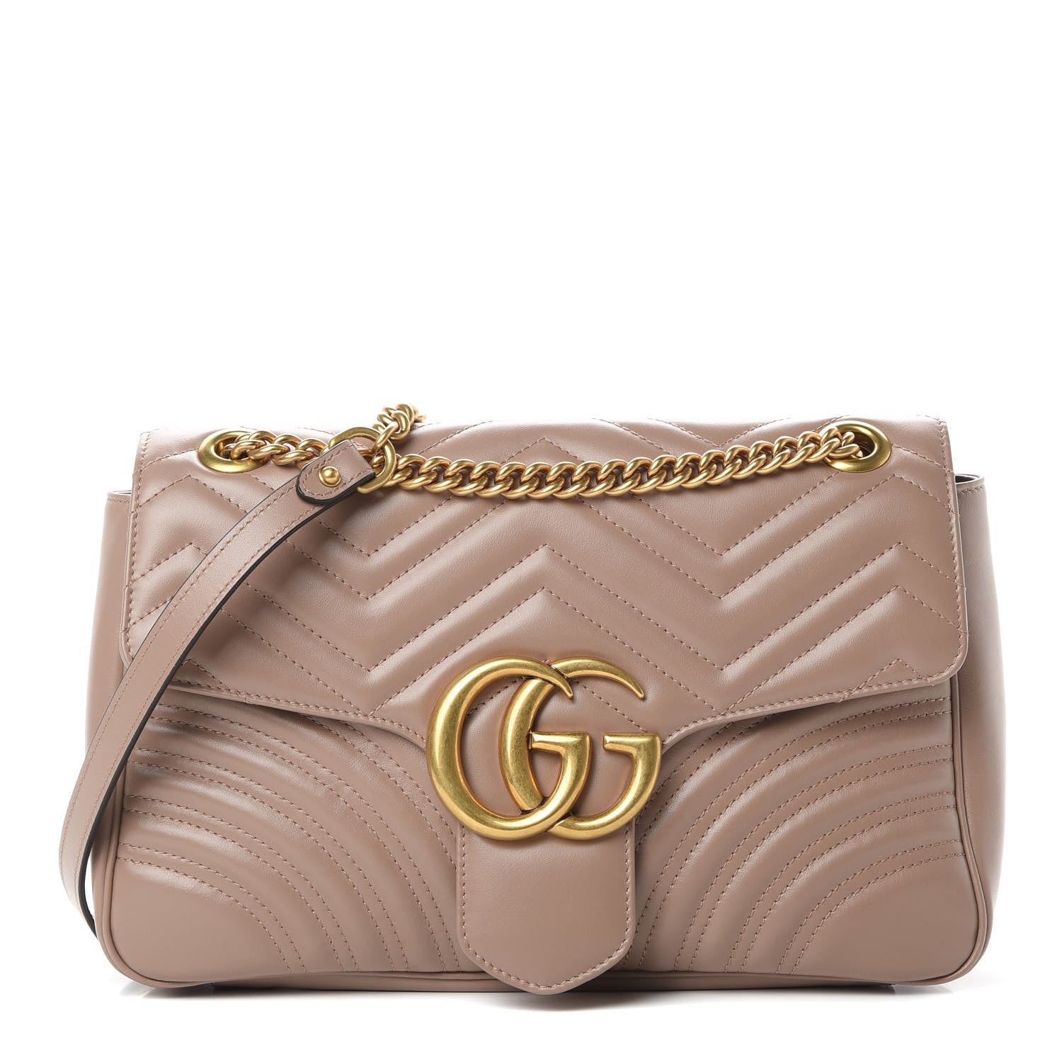 Gucci Calfskin Matelasse Medium GG Marmont Shoulder Bag Porcelain Rose 1 of 13