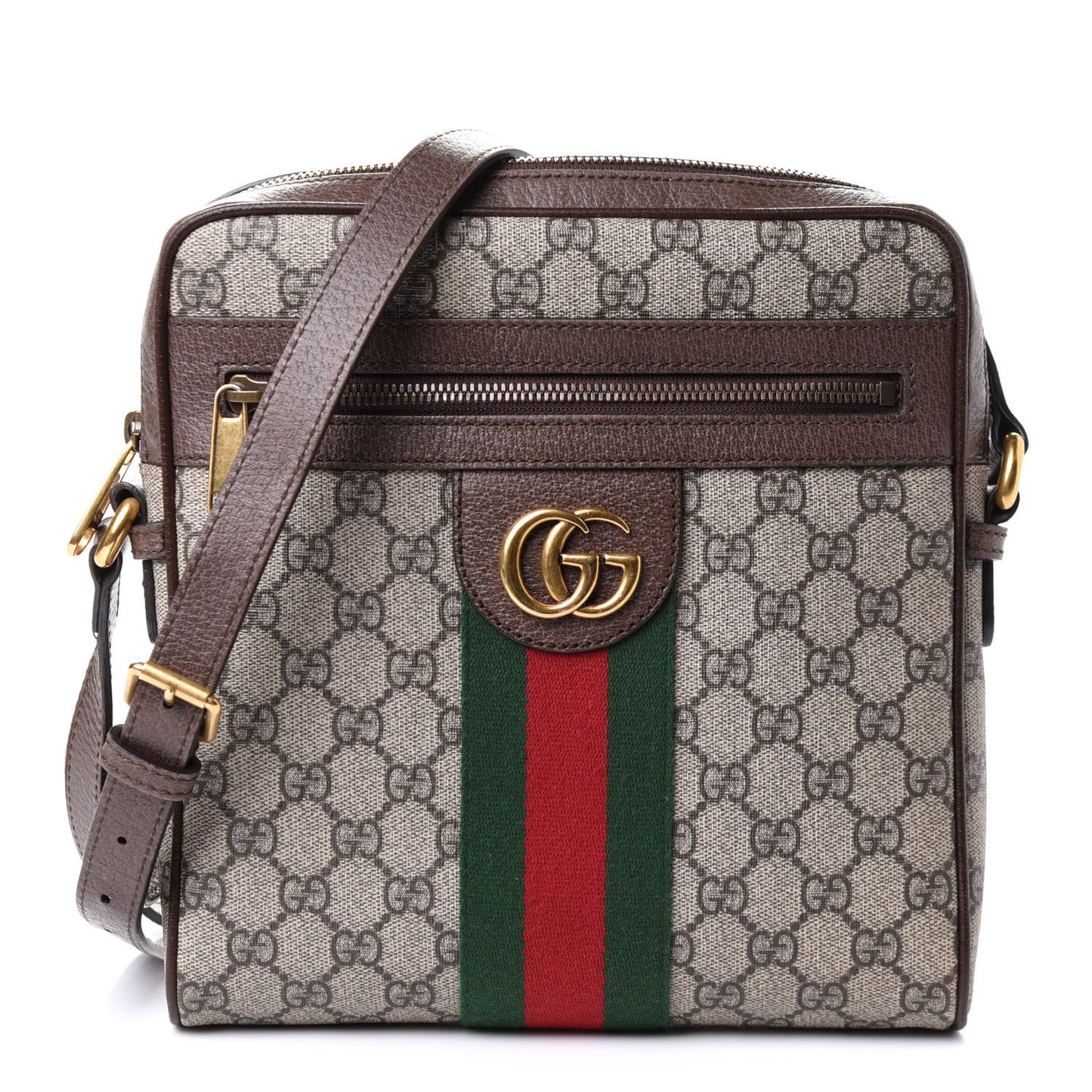 GG Supreme Monogram Web Small Ophidia Messenger Bag Brown