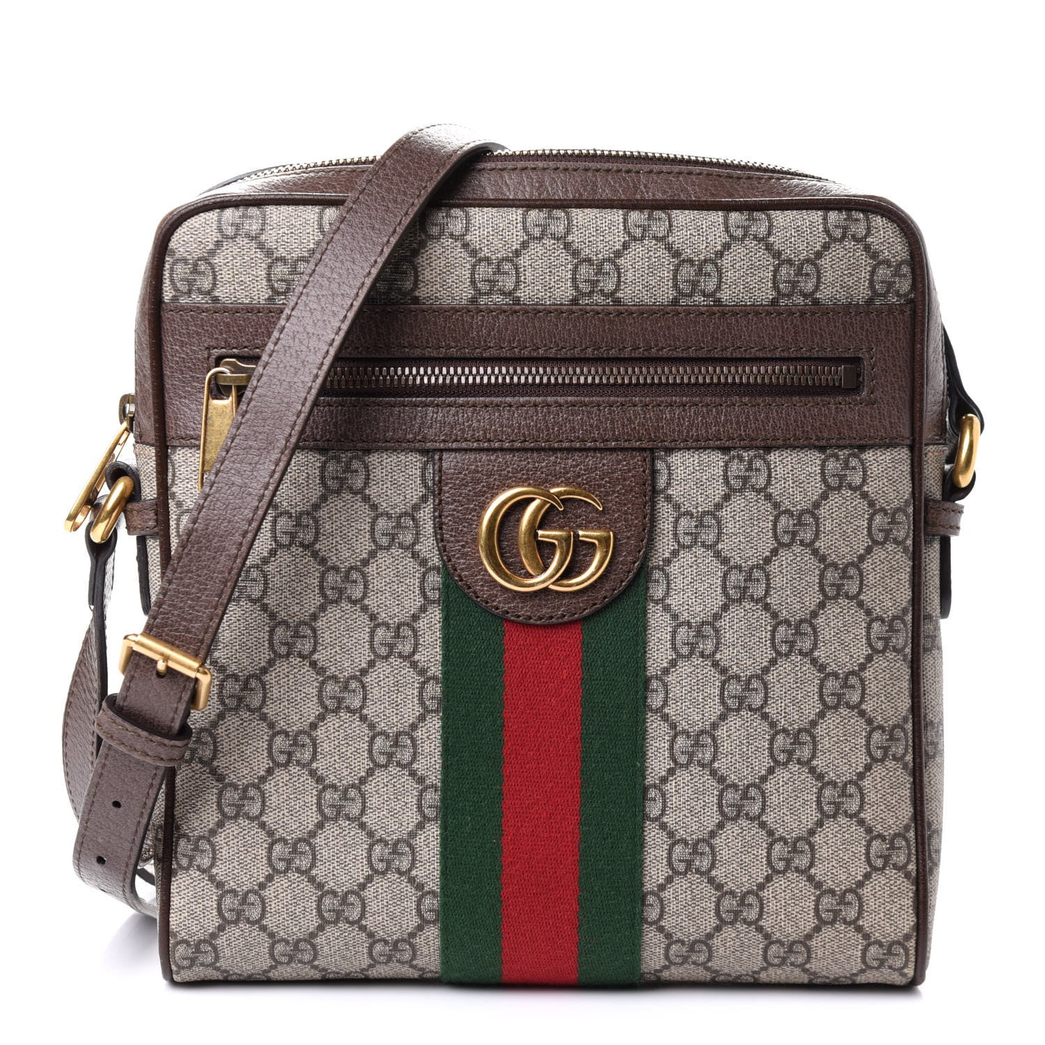 Gucci GG Supreme Monogram Web Small Ophidia Messenger Bag Brown 1 of 6
