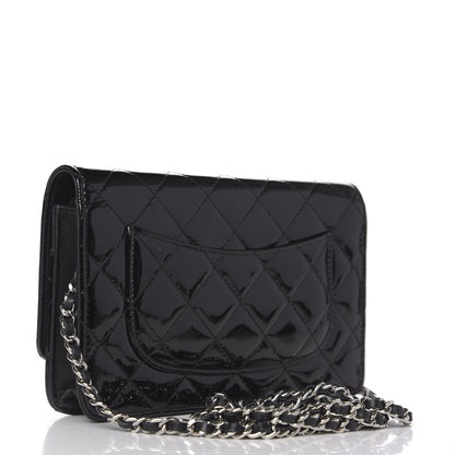 Chanel Patent Quilted Wallet On Chain WOC Black 3 of 11
