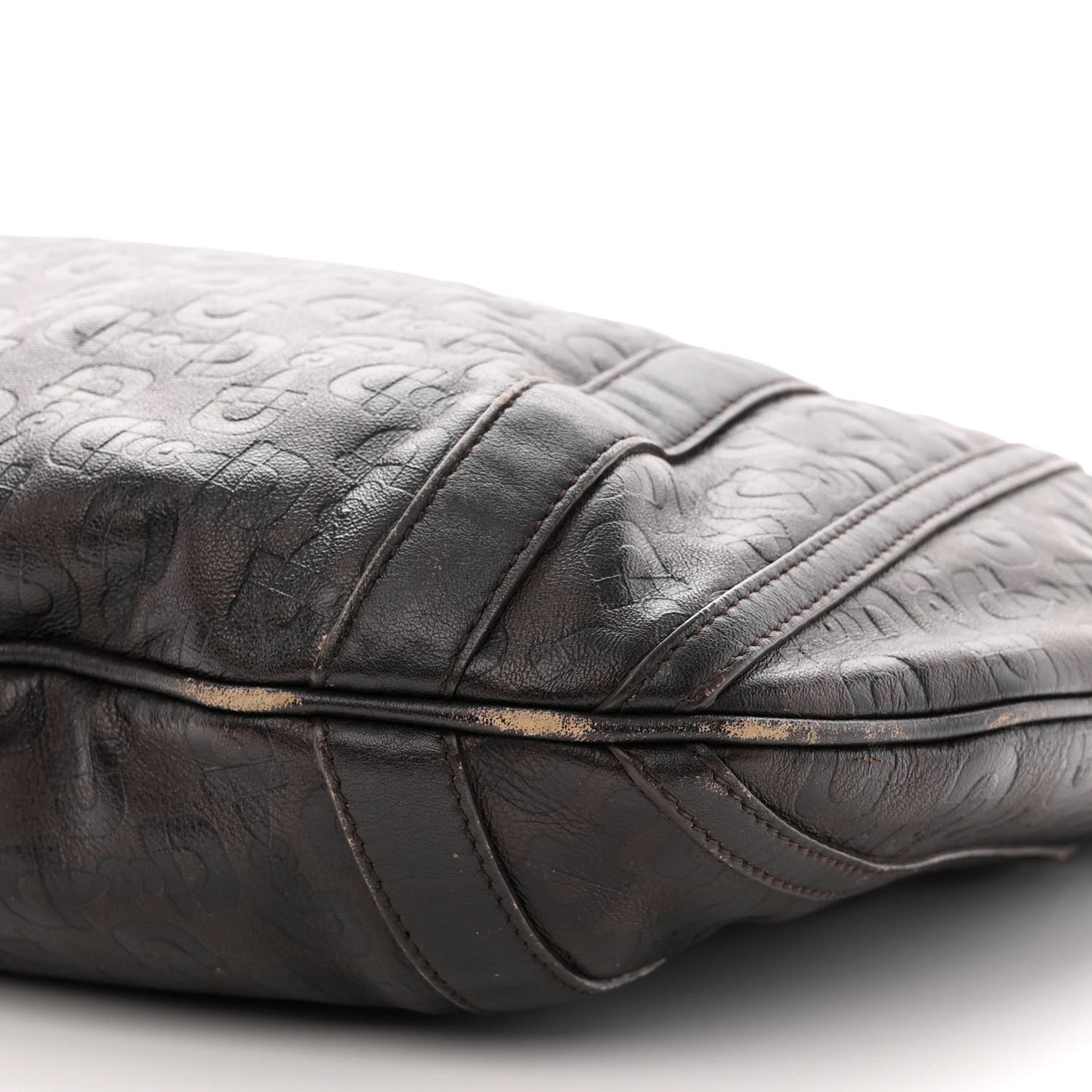 Calfskin Horsebit Embossed Medium Abbey Convertible Tote Dark Brown
