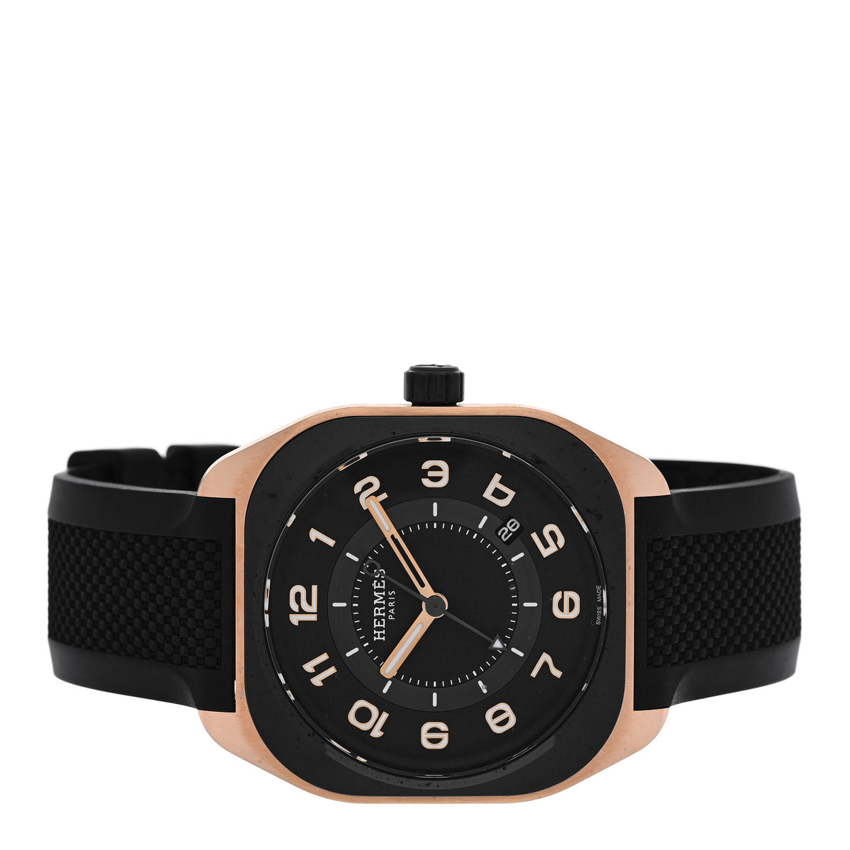 Hermes DLC Coated Titanium 18K Rose Gold Rubber 39mm H08 Automatic Watch Black 2 of 5