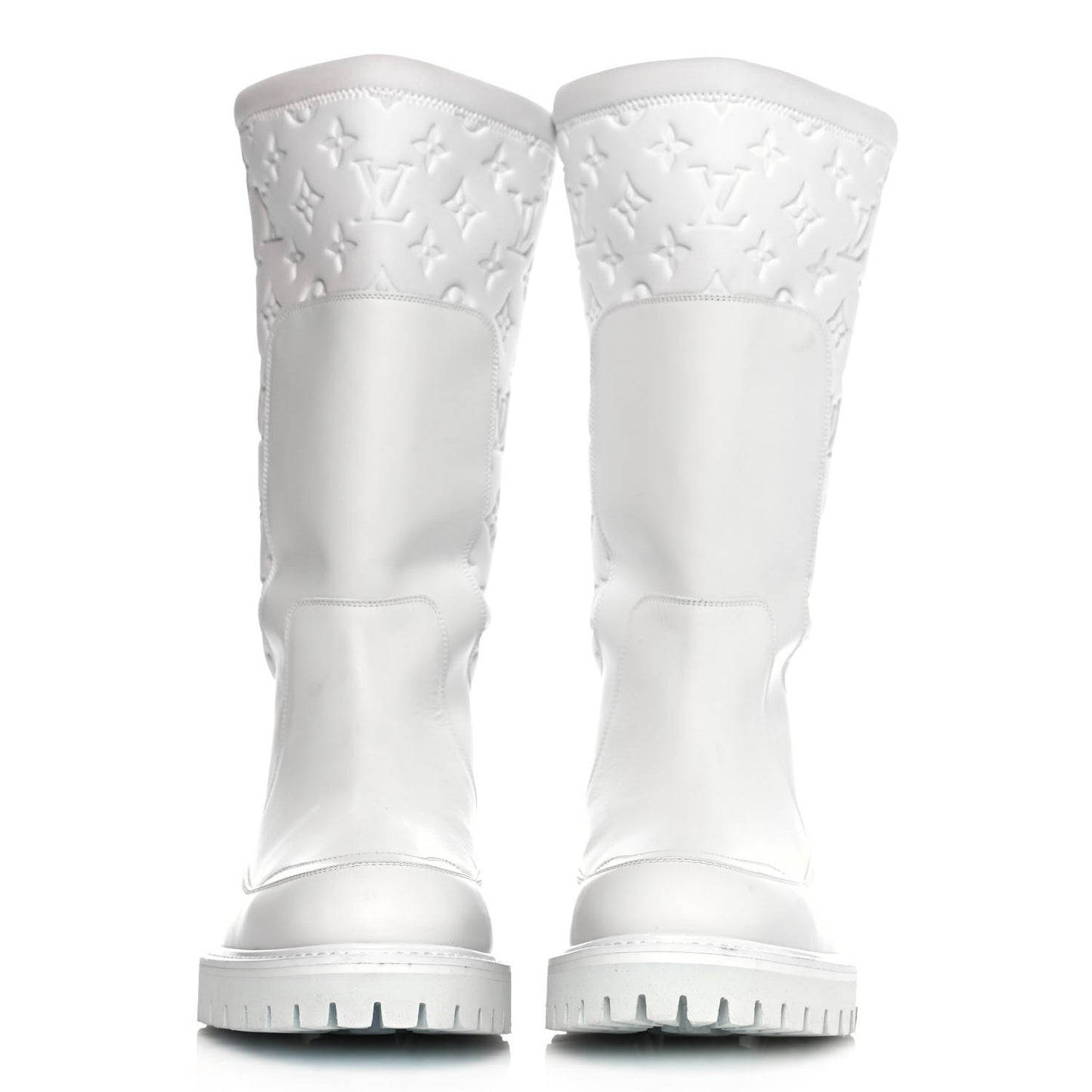 Calfskin Monogram Embossed Neoprene Mens Landscape Ankle Boots 7.5 White