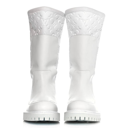 Louis Vuitton Calfskin Monogram Embossed Neoprene Mens Landscape Ankle Boots 7.5 White 2 of 15