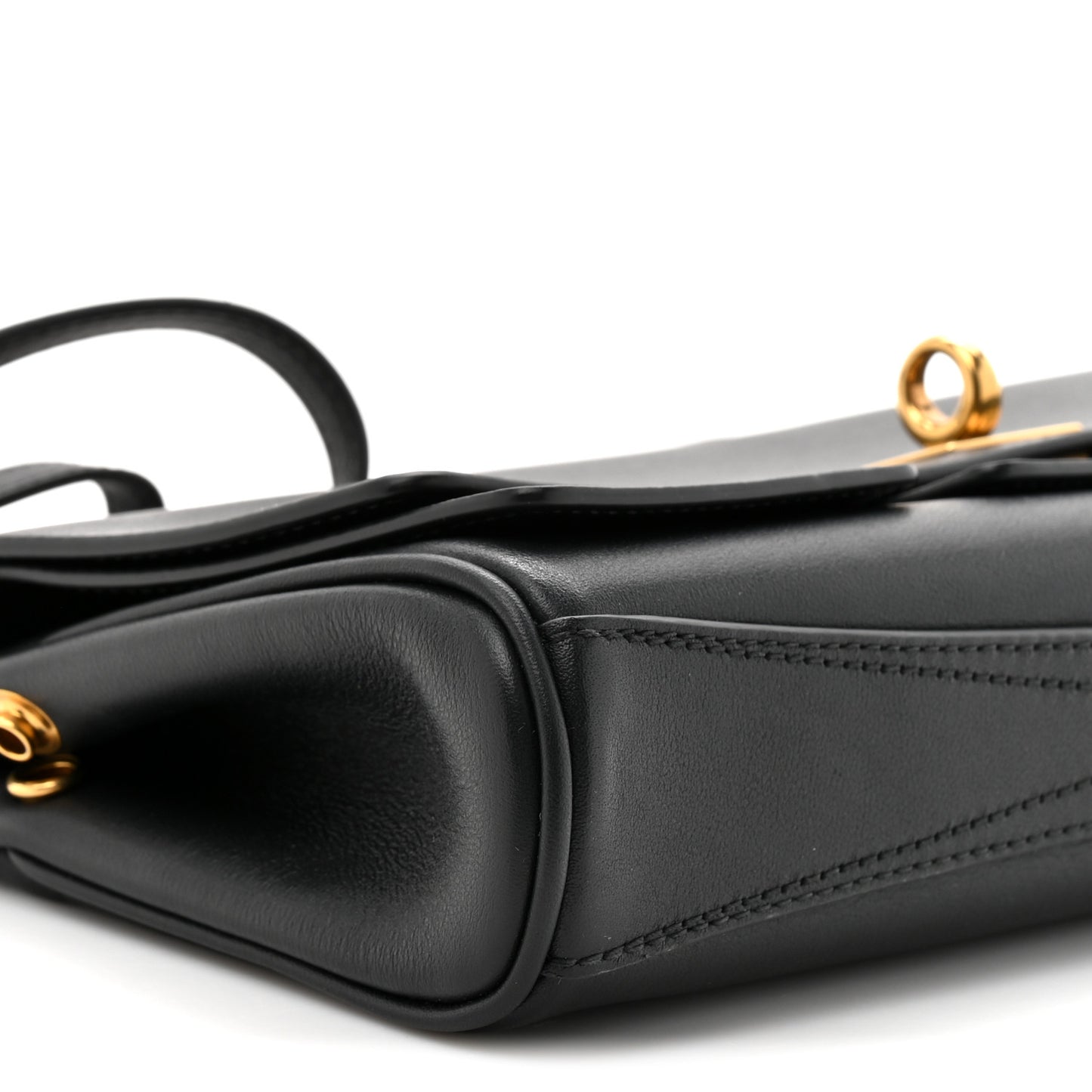 Smooth Calfskin Small Bel Air Clutch On Strap Black