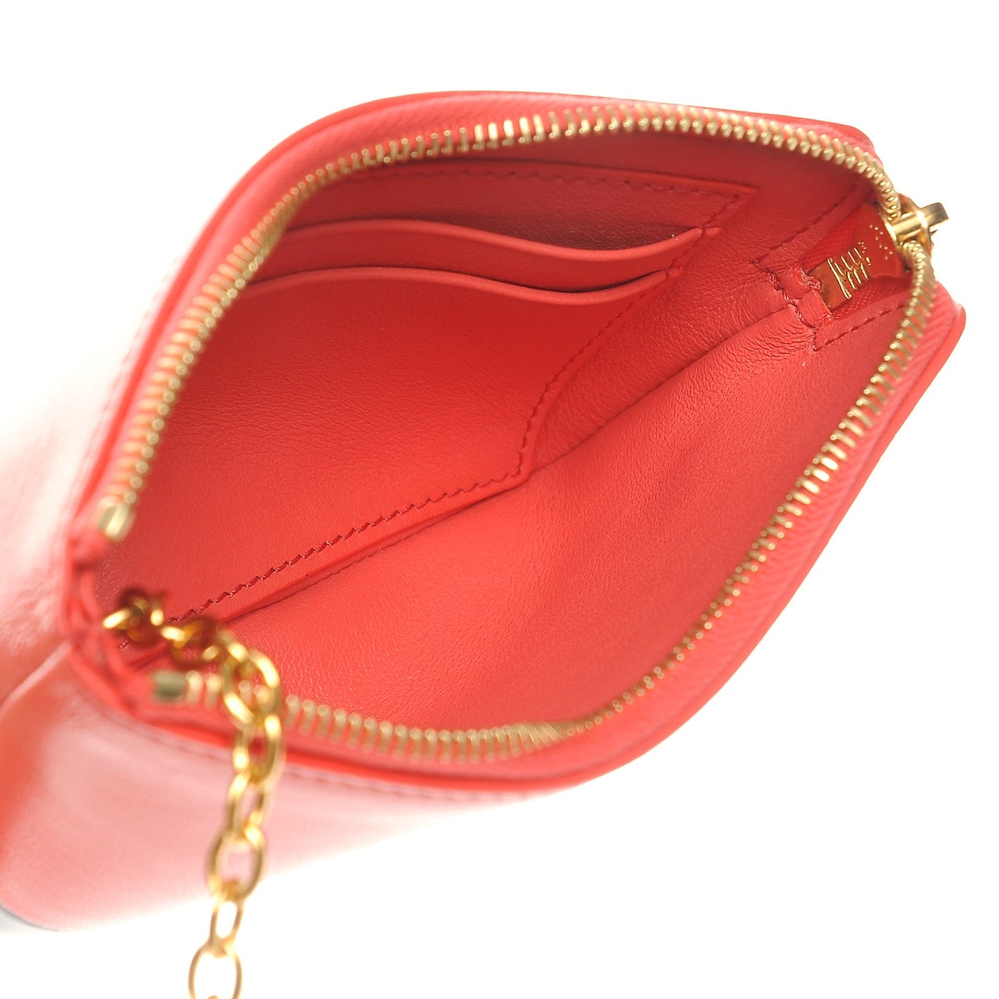 Lambskin Bi-Color Solo Coin Card Case Poppy Cloud